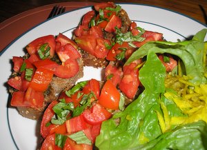 bruschetta and salad