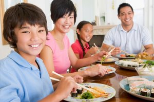 family eating a healthy dinner together