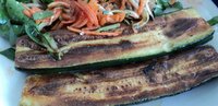 grilled zucchinis and salad