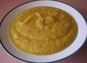 sweet potato soup in bowl